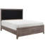 Chambre à coucher Lit double gris brunâtre avec similicuir-1071031316