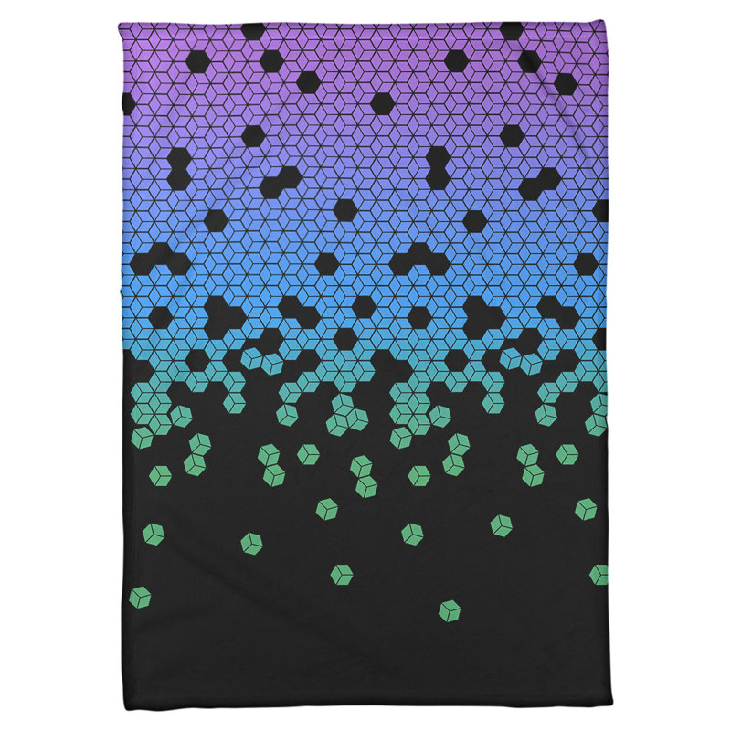 Couverture cubique Katelyn Elizabeth, L 62,5 po x L 82,5 po, Mauve / Noir / Bleu