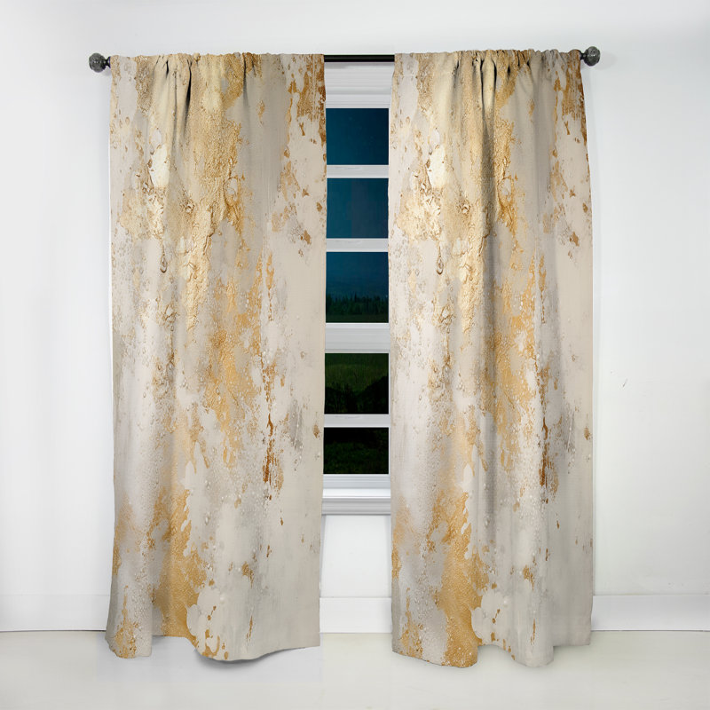 Fizzs Beige And Gold Fantasy - Modern Curtain - Velvet Room Darkening - 1 panel, 52" W x 95" L