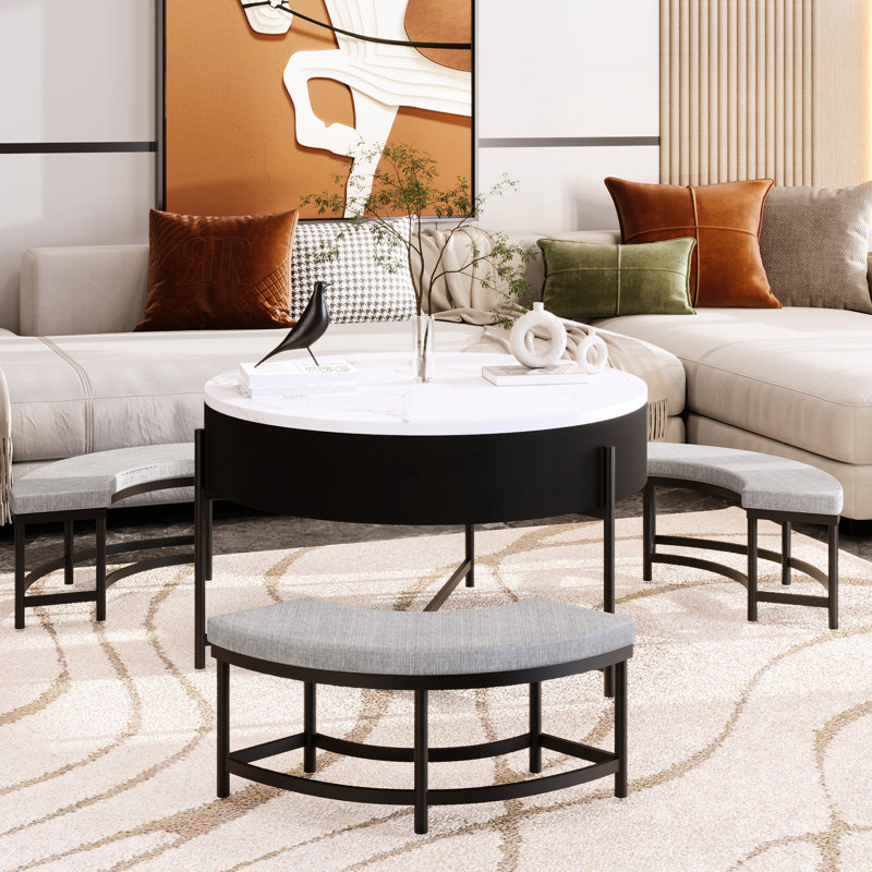 Table basse Modern, H 24,28 po x L 31,33 po x l 31 po, Noir