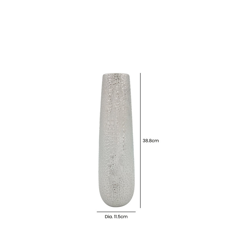 Ceramic Vase For Living Room Furniture, Luxury Handmade Table Vase in Silver, 38.8cm H x 11.5cm W x 11.15cm D