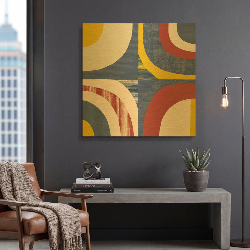 «Abstract Circles» par Wild Apple, art mural en métal doré, 36 po x 36 po, 36"x36"