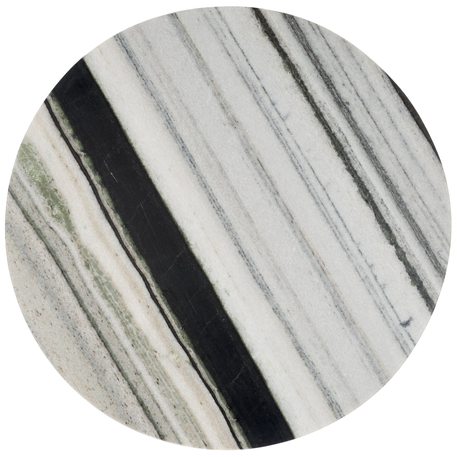 Alysson 21" Genuine Marble End Table, White/Black