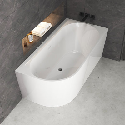 Tidal 59" Alcove/ Tile In Deep Acrylic Soaking Bathtub with Overflow Drain Left/Right