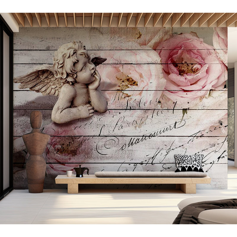 Peel & Stick Floral Wall Mural - Angel And Calm, 110" L x 154" W