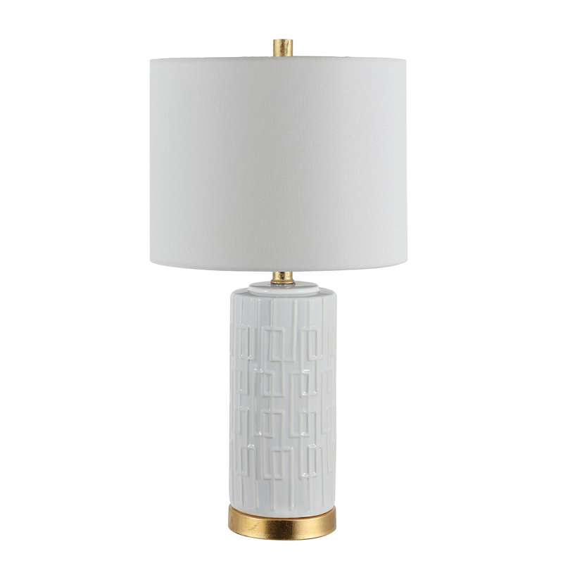 Phoenix White Ceramic 25-inch Table Lamp with Gold Accents