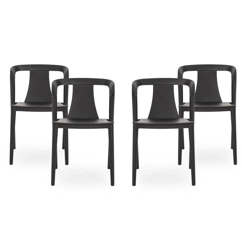 Chaises d'appoint empilables d'extérieur Callynn, Noir