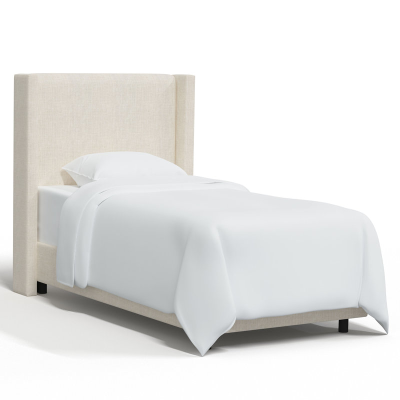 Lit tapissier standard Hanson, Simple, Lin classique talc