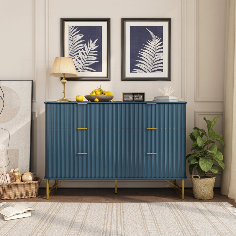 Commode d'appoint à 3 tiroirs (bleue), Bleu
