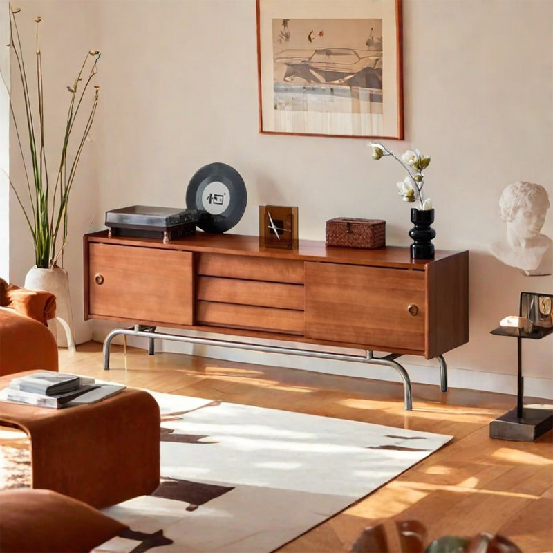 Meuble télé en bois massif de style rétro