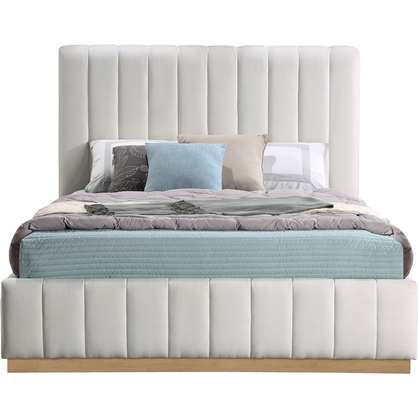 Codyn Upholstered Bed, Full / Double, Cream Linen Textured Fabric