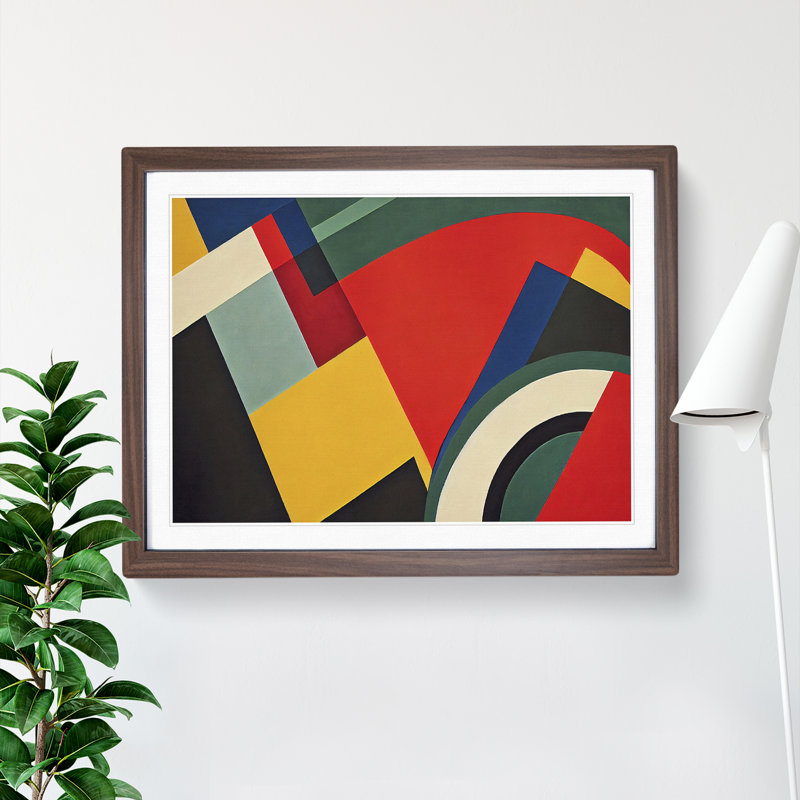 Charming Modern Abstract Art - Single Picture Frame Print, 46cm H x 64cm W x 2cm D, Walnut