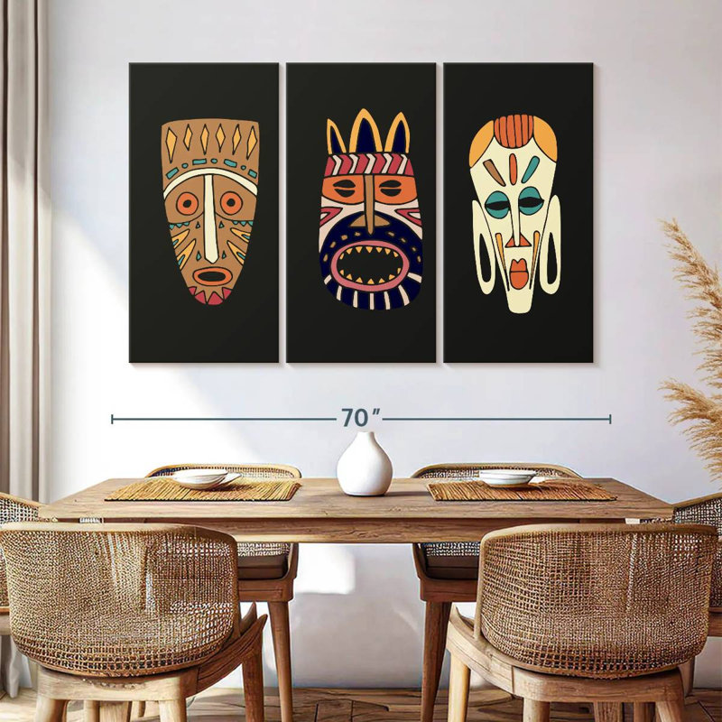 Caricature d'un masque africain Kerner, H 48 po x l 74 po