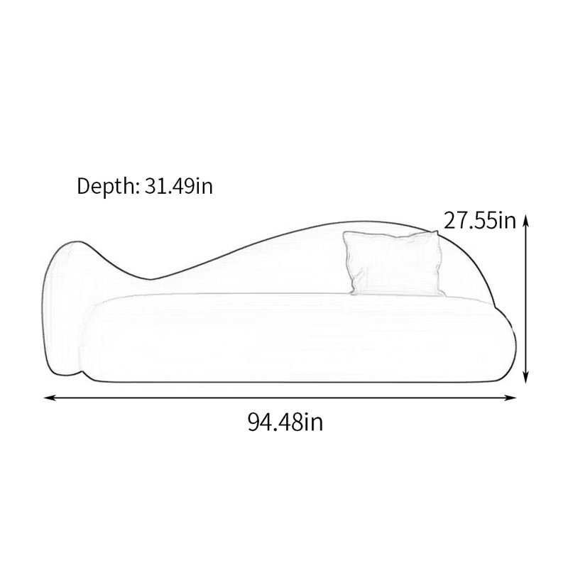 Chaise longue simple en tissu résistant à l'usure, Accoudoir à gauche (vu de face), Beige gris