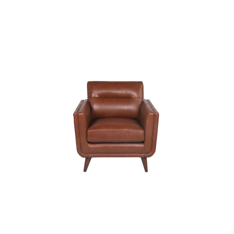 Fauteuil de 36 po de large Kruttika, Cuir véritable Sidekick Cobble Stone