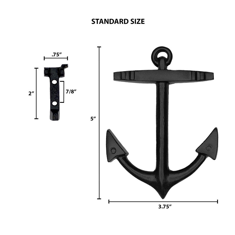 Heurtoir de porte Anchor, H 5 po x l 3,75 po x P 1,25 po, Noir mat