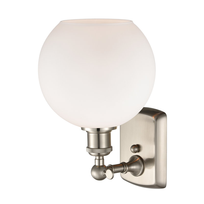 Applique murale 1 lumière 8 po Shauna 8 po, Blanc mat, DEL, Nickel satiné brossé