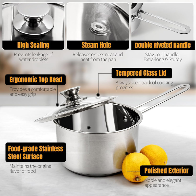 6-piece Stainless Steel Nonstick Cookware Set