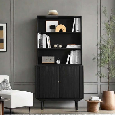 Bibliothèque de rangement noire grande capacité