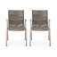 Chaise de salle à manger d'extérieur moderne en aluminium avec siège en corde (ensemble de 2)