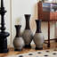 Ensemble de 3 vases de sol en PVC brun classique et soigné, parfait pour la décoration intérieure et les vignes artificielles