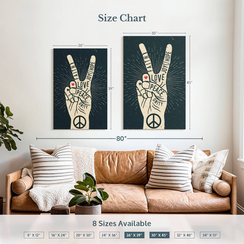 Khadjiah Peace Sign Typography, 39" H x 26" W