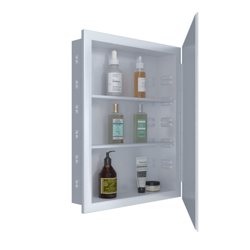 Pharmacie à fixation en surface 1 porte sans cadre avec 2 tablettes réglables