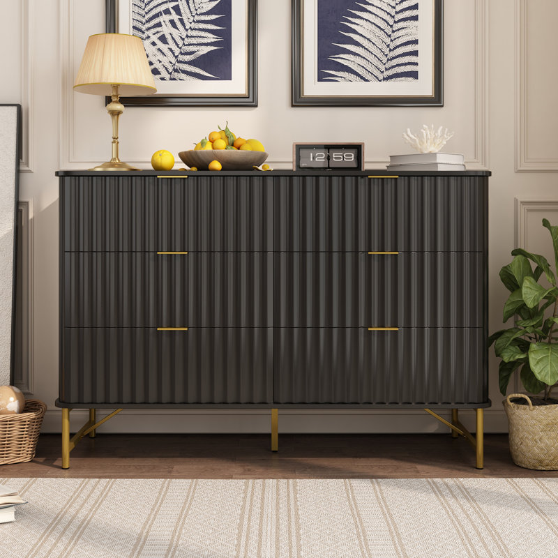 Commode décorative 6 tiroirs Barberton, Noir