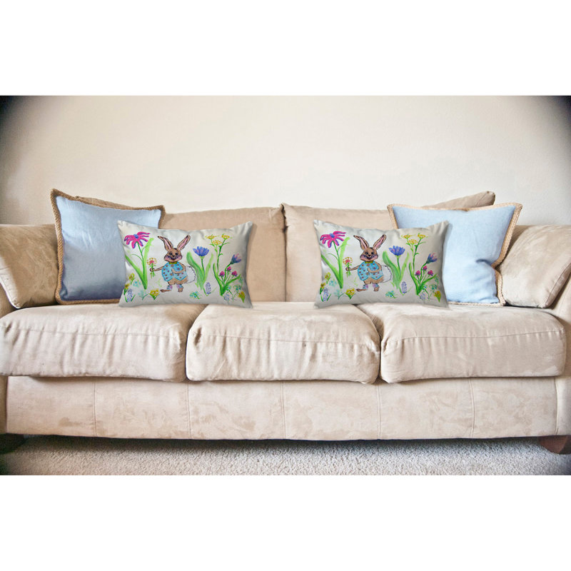  Coussin intérieur / extérieur Happy Bunny, 16 po x 20 po