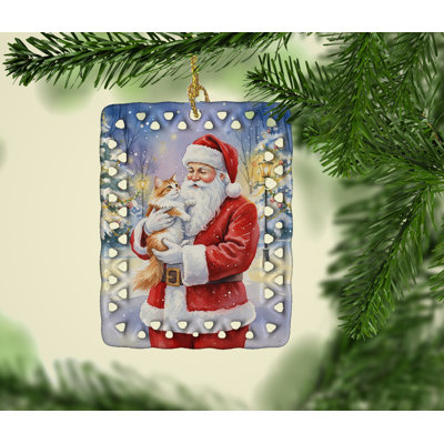 Ornement asiatique en porcelaine avec un père Noël