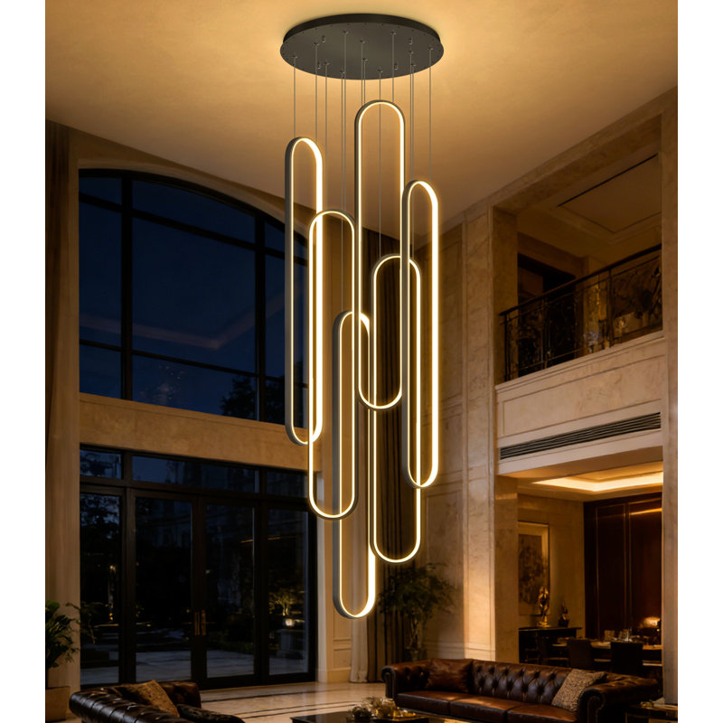 Modern Chandelier With Dimmable Lighting, Black