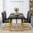 5-Piece Modern Rectangular High-Gloss Dining Set with Faux Leather Cantilever Chairs-89984108-85468444