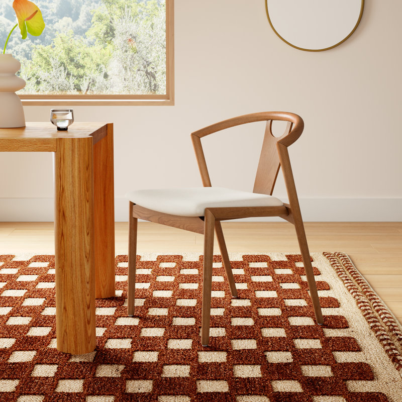 Ambra Upholstered Dining Chair, 1, Natural/Walnut Stained