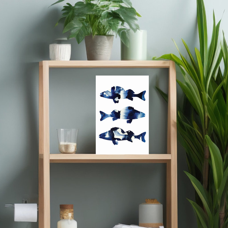 Art mural contemporain abstrait bleu marine, 18" H x 12" W