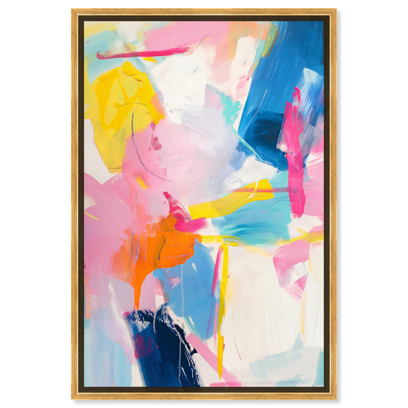 «Sculpted by Color Canvas Modern Color Abstract» par Art Remedy, Cadre doré, H 31 po x l 21 po