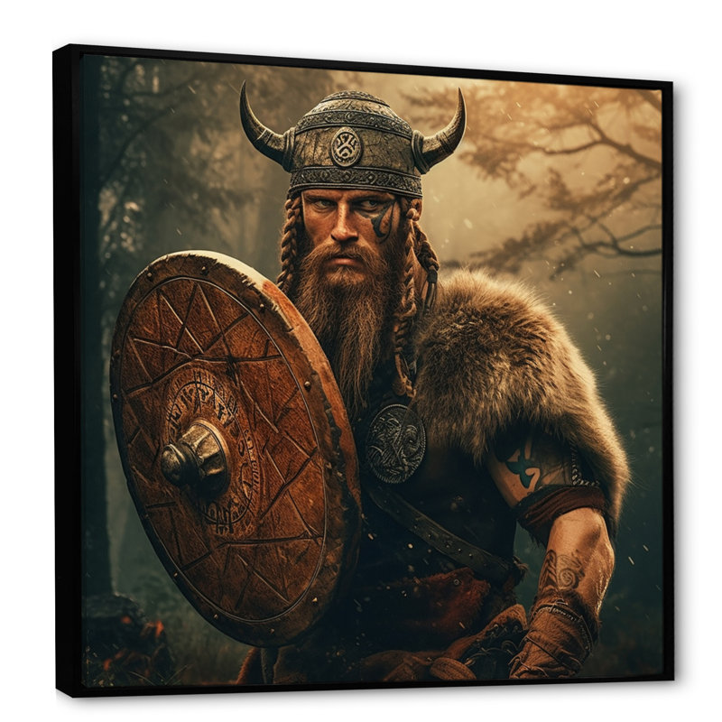Viking Portrait I, reproduction d'art sur toile, Noir, H 36 po x l 36 po x P 1,5 po