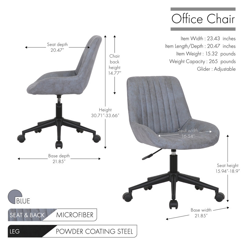 Keiva Microfiber / Microsuede Task Chair, Blue