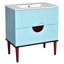 Meuble-lavabo 30 po avec lavabo en céramique et meuble de rangement moderne en bois massif bleu