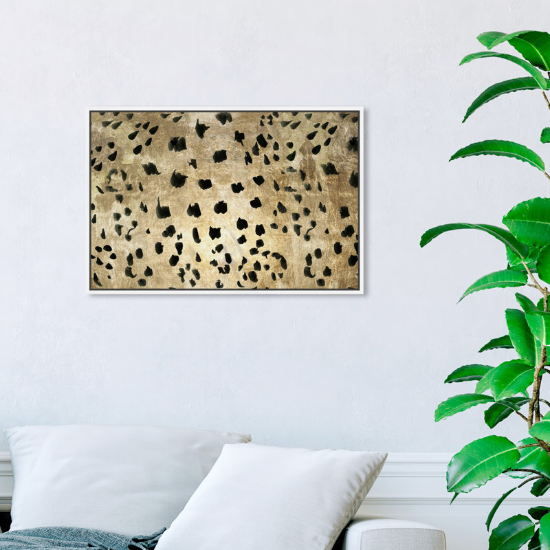 «Abstract Cheetah Feline», reproduction d'impression sur toile, Cadre blanc, H 10 po x l 15 po x 1,5 po