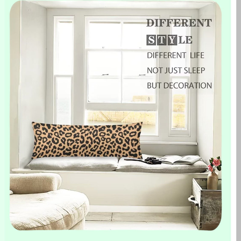 Wildlife Safari Long Pillow Cover - Cheetah Print Decorative Pillowcase - Soft Bedding Cushion Cover - Farmhouse Couch Pillow - Zippered Case