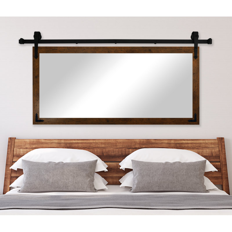 Neace Wood Wall Mirror, 37" H x 66" W, Rustic Light Walnut