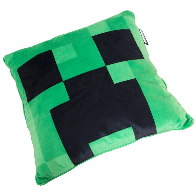 Minecraft: Coussin décoratif - Creeper - Vert, coussin décoratif de 14,96 po, design emblématique de la tête de jeu Creeper, élégant et fonctionnel, décoration de maison, sous licence
