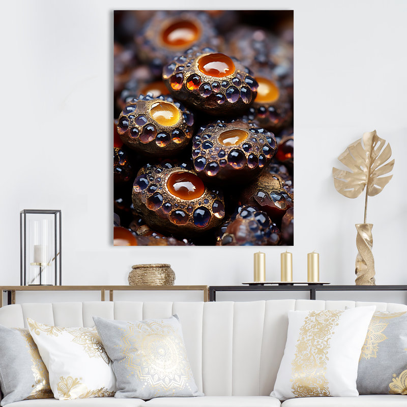 Art mural géode noire et orange, Toile tendue, H 40 po x l 30 po x P 1,5 po
