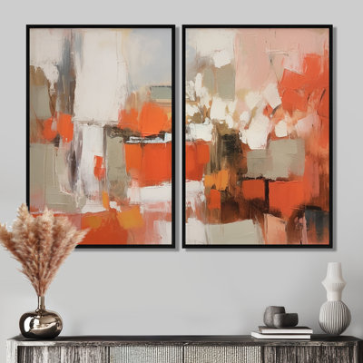 «Orange Minimalims Enchantment II», art abstrait grand marbre