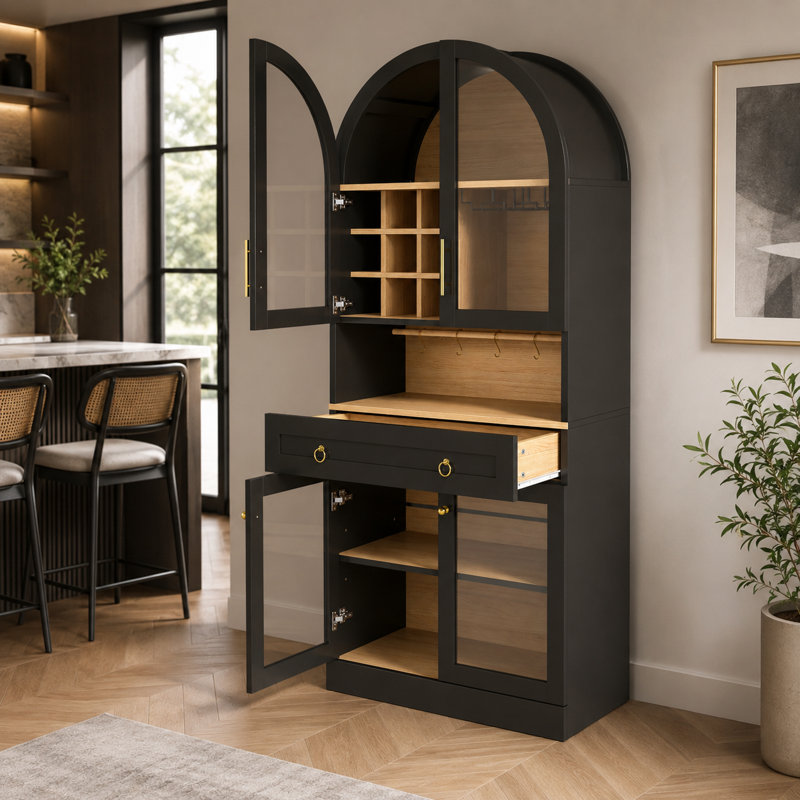 29.87 " L Bar Cabinet, Black