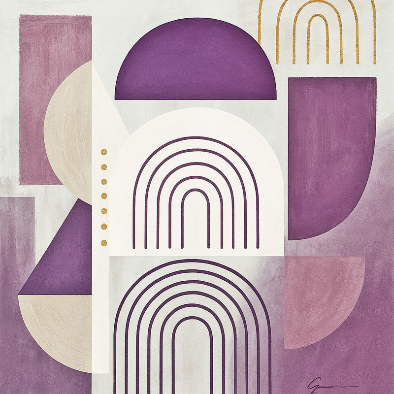 «Lavender Arches», art mural géométrique sur toile tendue, 20" H x 20" W