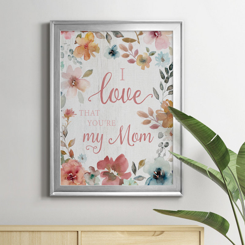 «Love Mom», art textuel sur toile, Argent, H 18,5 po x l 24,5 po x P 1,5 po