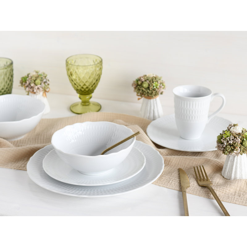 8-Piece Porcelain Dinnerware Set For 2 People, White
