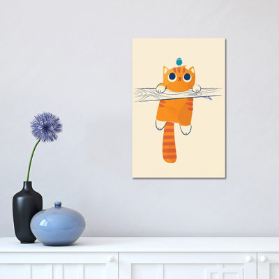 Fat Cat, Little Bird 1 Piece Wrapped Canvas Wall Art