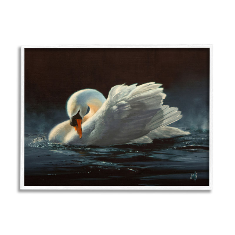 Stupell Industries, cygne au clair de lune, art de la giclée encadrée par Mark Kelso, H 11 po x l 14 po x P 1,5 po